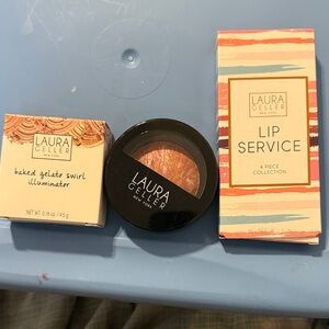 Laura Geller Baked Gelato Swirl Illuminator and Lip Service Set - Pink and Gold